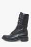 Pre-Loved Chanel™ Black Leather Combat Lace Up Mid Calf Boots Size 38