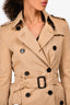 Burberry London Tan Short Belted Trench Coat Size UK 4