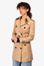 Burberry London Tan Short Belted Trench Coat Size UK 4