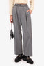 Miu Miu Grey Wool Prince of Wales 'Miu Miu' Logo Waistband Pants Size 36