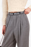 Miu Miu Grey Wool Prince of Wales 'Miu Miu' Logo Waistband Pants Size 36