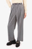 Miu Miu Grey Wool Prince of Wales 'Miu Miu' Logo Waistband Pants Size 36