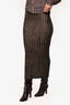 Paloma Wool Brown Tartan Print Stretchy Midi Bodycon Skirt Size XS