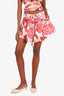 Isla & White Pink Floral Pleated Shorts Size Medium