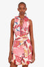 Isla & White Pink Floral Sleeveless Top with Tie Size Small