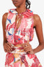 Isla & White Pink Floral Sleeveless Top with Tie Size Small