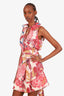 Isla & White Pink Floral Sleeveless Top with Tie Size Small