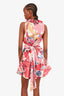 Isla & White Pink Floral Sleeveless Top with Tie Size Small