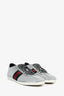 Gucci Silver Metallic Web/Stud Accent Sneakers Size 36