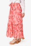 Zimmermann Pink Floral Silk Midi Skirt Size 0