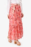 Zimmermann Pink Floral Silk Midi Skirt Size 0