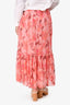 Zimmermann Pink Floral Silk Midi Skirt Size 0