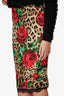 Dolce & Gabbana Leopard Rose Midi Skirt Size 44
