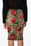Dolce & Gabbana Leopard Rose Midi Skirt Size 44