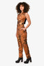 Dolce & Gabbana Brown Floral Vest Size 42 + Cuff Pants Size 44 Set
