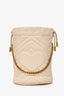 Gucci White Leather Chevron Quilted Marmont Bucket Bag