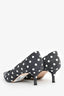 Manolo Blahnik Navy Denim Polka Dot Pointed Toe Kitten Heels Size 37.5 (As Is)