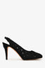 Pre-Loved Chanel™ Black Cloth/Mesh CC Logo Slingback Heels Size 38.5