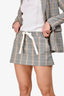 Maje Grey/Yellow Plaid Drawstring Skort Size 40