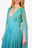 Alberta Ferretti Green Silk Ombre Sleeveless Pleated Dress Size 6