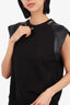 Saint Laurent Black Leather Patch/Zip Detail Sleeveless Top Size 42