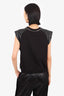 Saint Laurent Black Leather Patch/Zip Detail Sleeveless Top Size 42