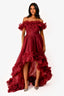 Mac Duggal Burgundy Tulle High Low Gown Size 6