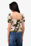 Maje Beige/Green Floral Puff Sleeve Peplum Top Size 1