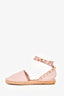 Valentino Pink Leather Rockstud Espadrilles Size 37