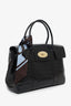 Mulberry Black Patent Leather Croc Embossed Bayswater Bag with Twilly