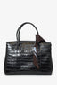 Mulberry Black Patent Leather Croc Embossed Bayswater Bag with Twilly