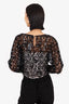 Pre-Loved Chanel™ Black Lace 'CC' Logo Long-Sleeve Bat Wing Crop Top Size 38