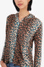 Bluemarine Blugirl Brown/Blue Leopard Hooded Cardigan Size 44