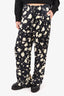 Dries Van Noten Black/Cream Wide Leg Printed Pants Size 36