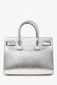 Saint Laurent Silver Metallic Lizard Embossed Leather Baby Sac De Jour Top Handle with Strap