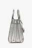 Saint Laurent Silver Metallic Lizard Embossed Leather Baby Sac De Jour Top Handle with Strap