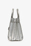 Saint Laurent Silver Metallic Lizard Embossed Leather Baby Sac De Jour Top Handle with Strap