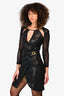 Just Cavalli Black Faux Leather Snakeskin Patterned Buckle Detail Dress Size 40