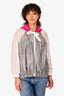 Moncler Grey/White/Pink Fuschia Giubotto Zip Up Windblocker Jacket Size 2