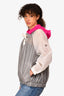 Moncler Grey/White/Pink Fuschia Giubotto Zip Up Windblocker Jacket Size 2