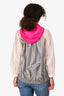 Moncler Grey/White/Pink Fuschia Giubotto Zip Up Windblocker Jacket Size 2