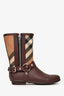 Burberry Burgundy/Beige Rubber Tartan Patterned Rain boots Size 37