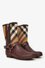 Burberry Burgundy/Beige Rubber Tartan Patterned Rain boots Size 37