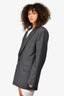Balenciaga 2019 Grey Wool Shoulder Padded Oversize Blazer Size 38