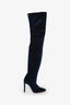 Giuseppe Zanotti Blue Velvet Sparkled Over Knee Boot Size 36