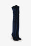 Giuseppe Zanotti Blue Velvet Sparkled Over Knee Boot Size 36