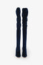 Giuseppe Zanotti Blue Velvet Sparkled Over Knee Boot Size 36