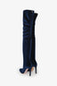 Giuseppe Zanotti Blue Velvet Sparkled Over Knee Boot Size 36