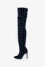 Giuseppe Zanotti Blue Velvet Sparkled Over Knee Boot Size 36