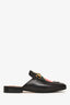 Gucci Black Leather Floral Embroidered Princeton Mules Size 36